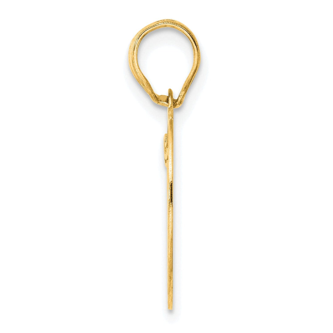 14k Yellow Gold Polished Etched Finish Number 19 Charm Pendant