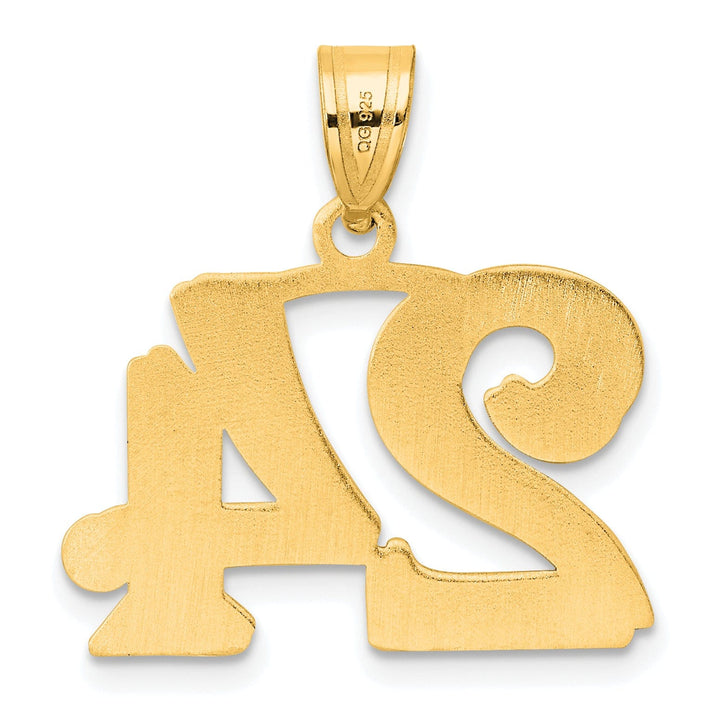 14k Yellow Gold Polished Etched Finish Number 24 Charm Pendant