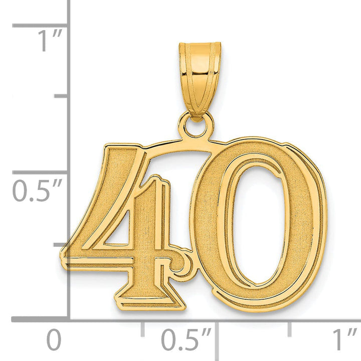 14k Yellow Gold Polished Etched Finish Number 40 Charm Pendant