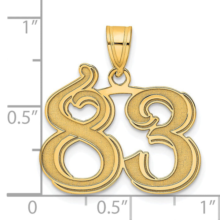 14k Yellow Gold Polished Etched Finish Number 83 Charm Pendant