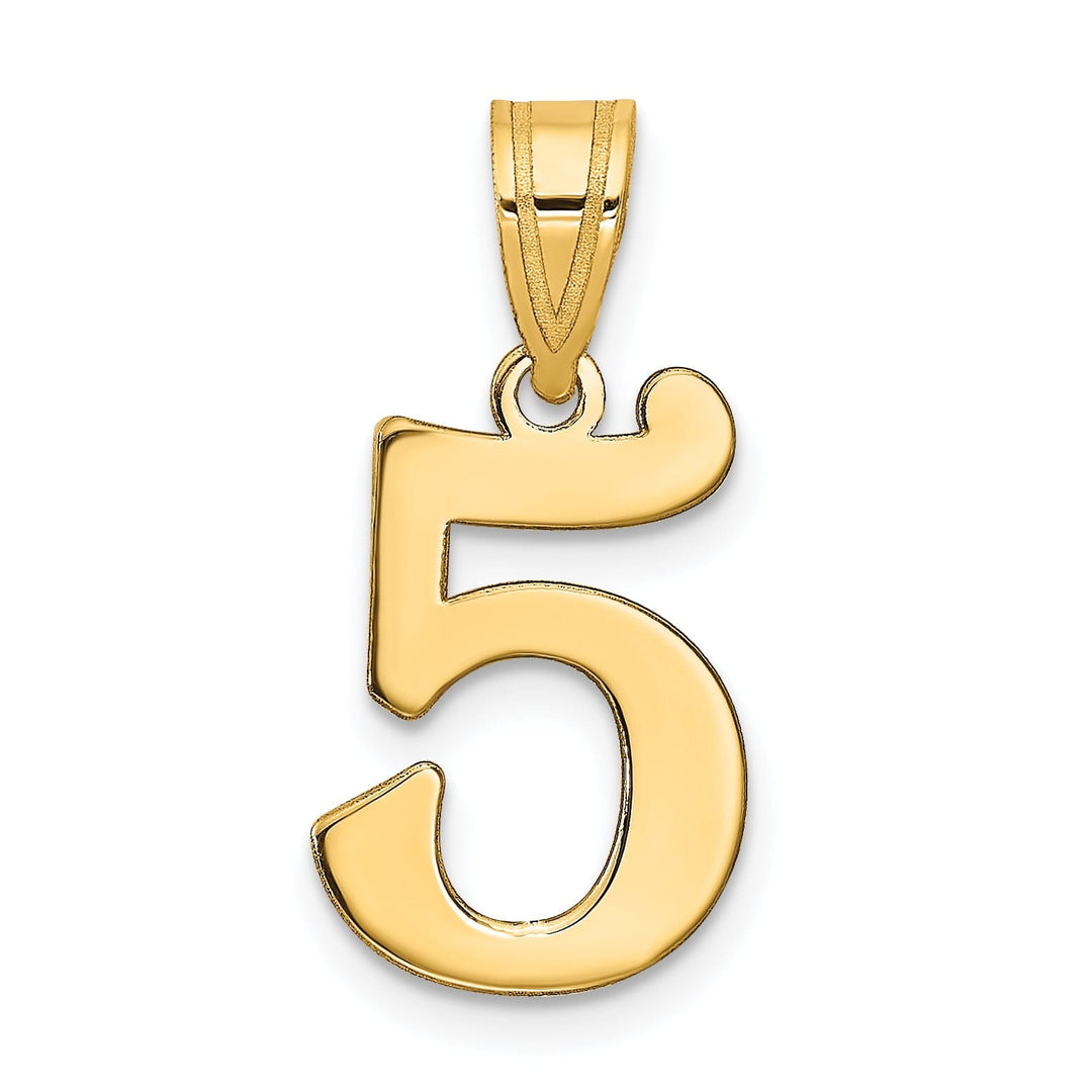 14k Yellow Gold Polished Finish Number 5 Charm Pendant