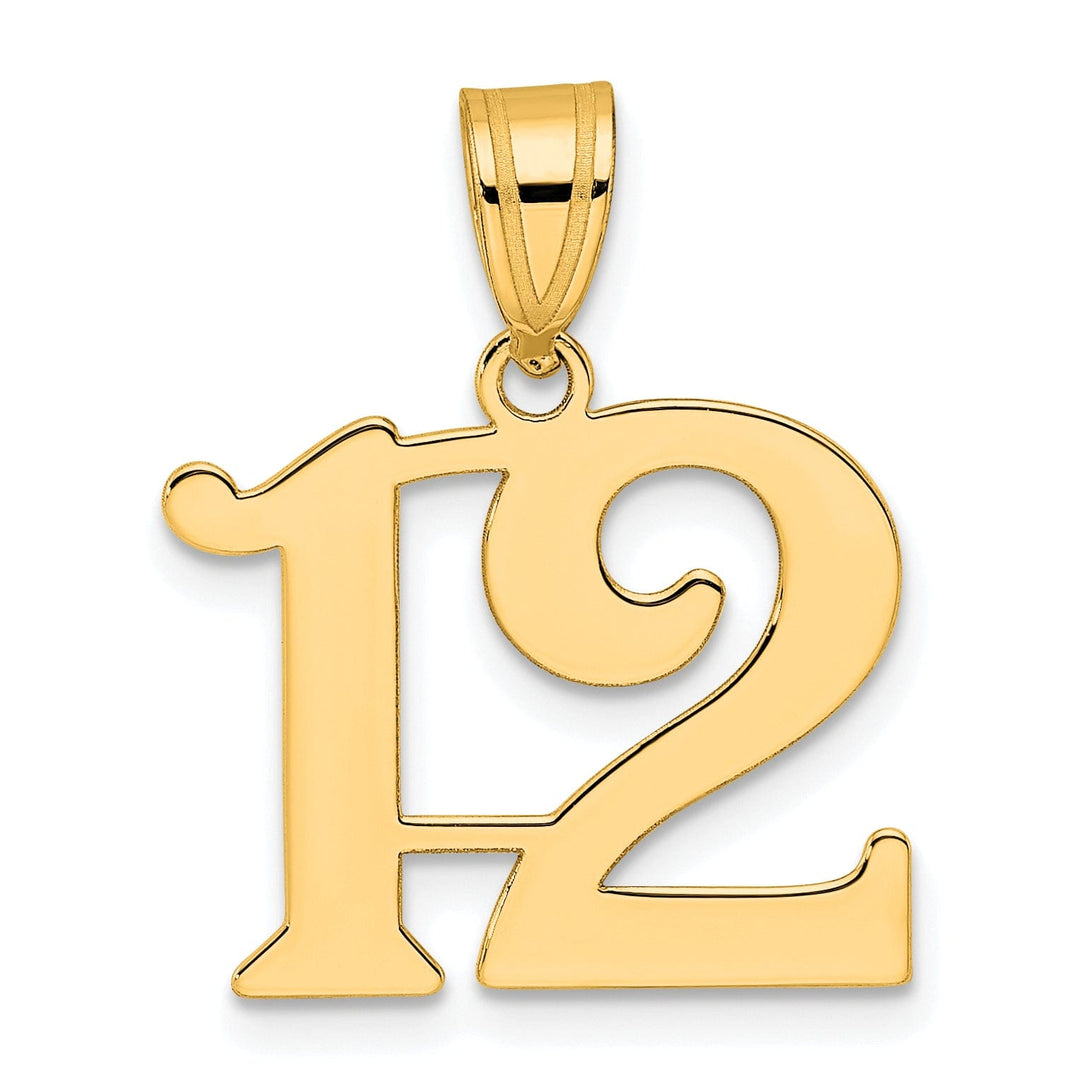 14k Yellow Gold Polished Finish Number 12 Charm Pendant