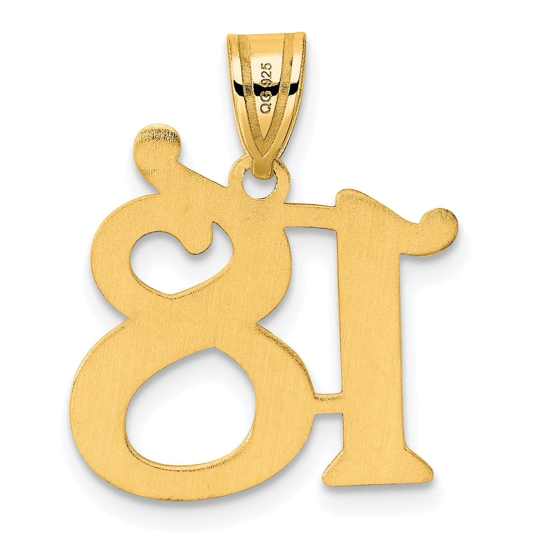 14k Yellow Gold Polished Finish Number 18 Charm Pendant