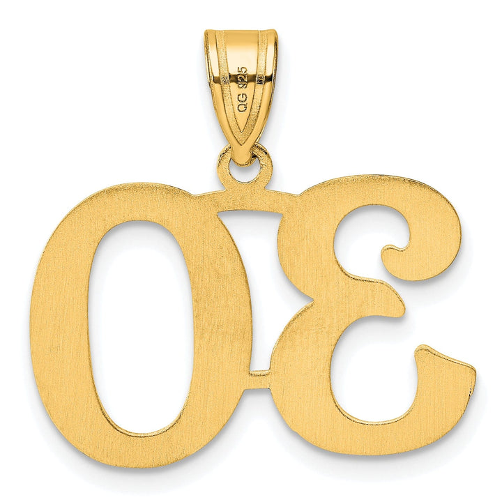 14k Yellow Gold Polished Finish Number 30 Charm Pendant