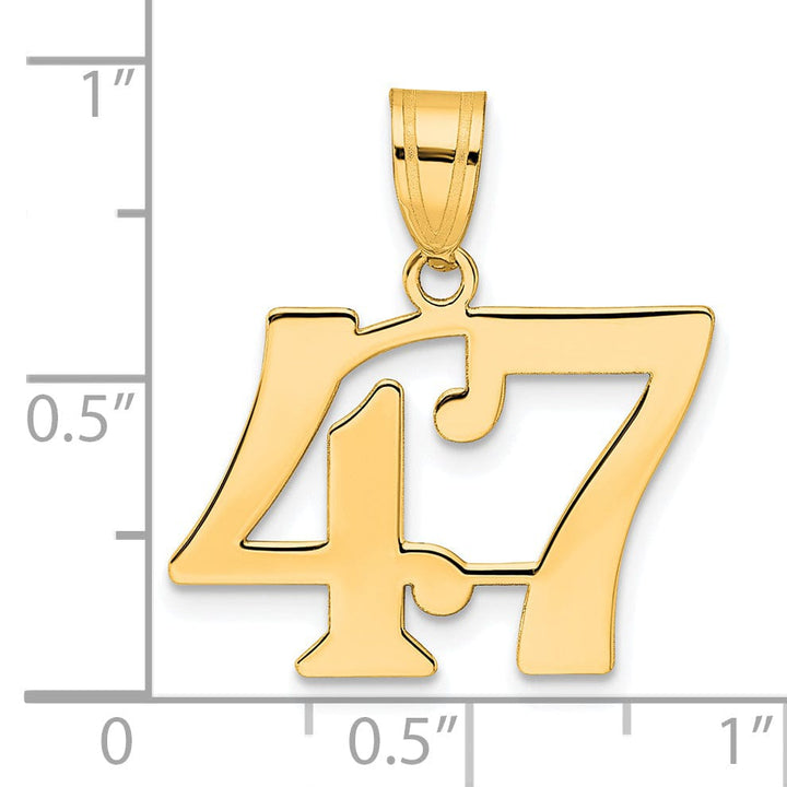 14k Yellow Gold Polished Finish Number 47 Charm Pendant