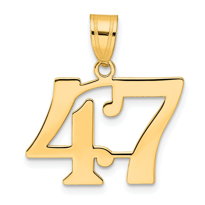 14k Yellow Gold Polished Finish Number 47 Charm Pendant