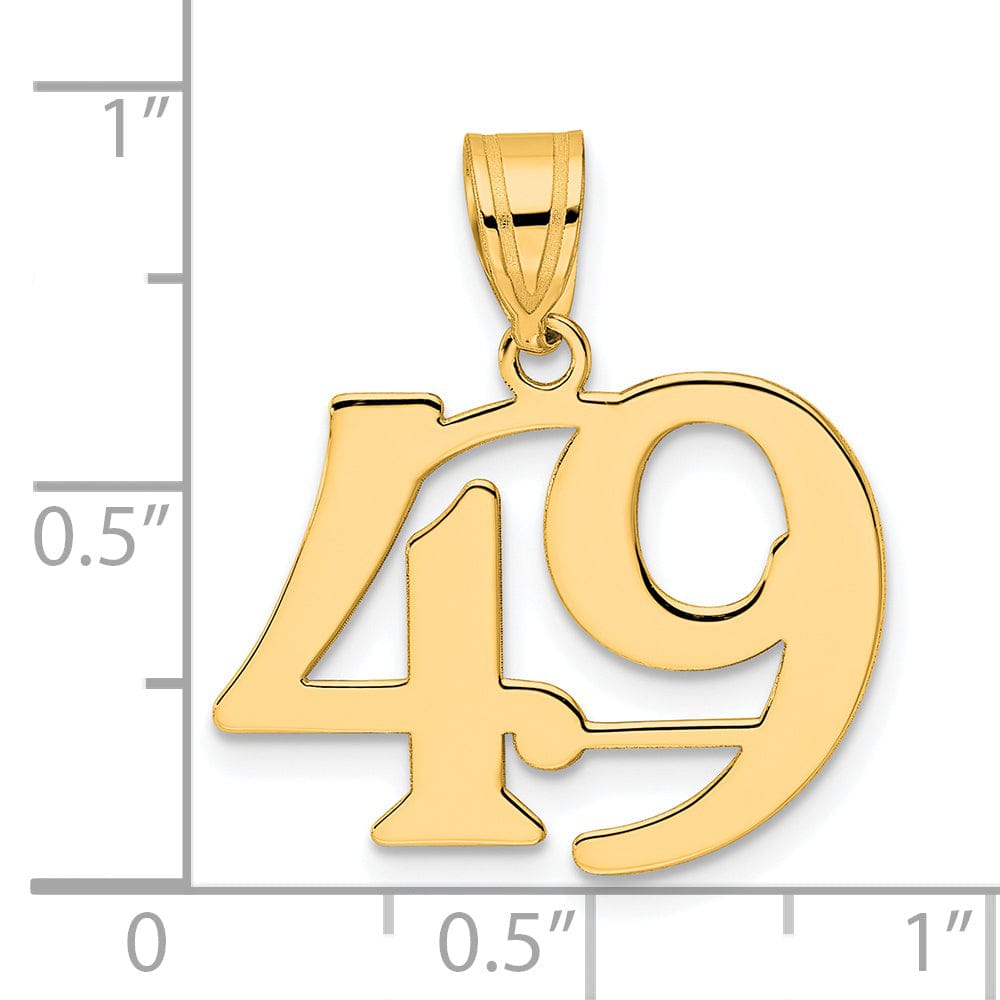 14k Yellow Gold Polished Finish Number 49 Charm Pendant