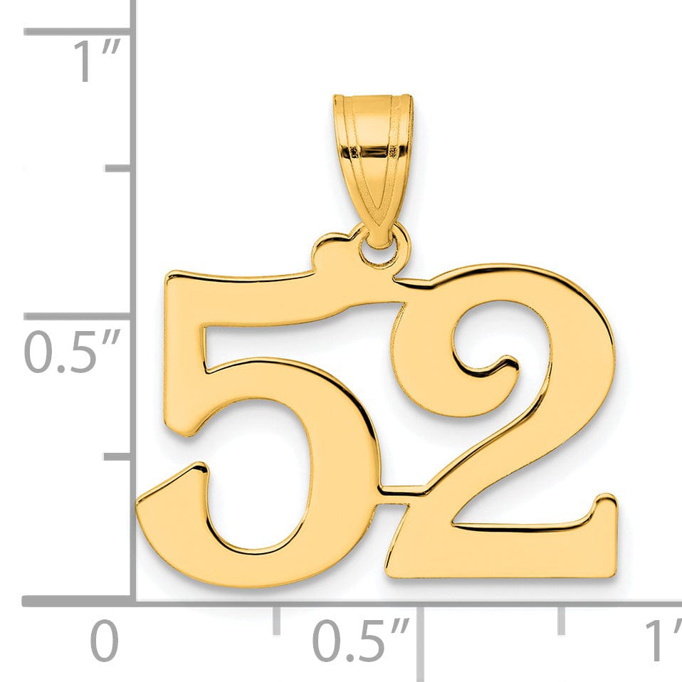 14k Yellow Gold Polished Finish Number 52 Charm Pendant