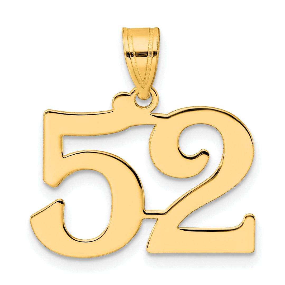 14k Yellow Gold Polished Finish Number 52 Charm Pendant