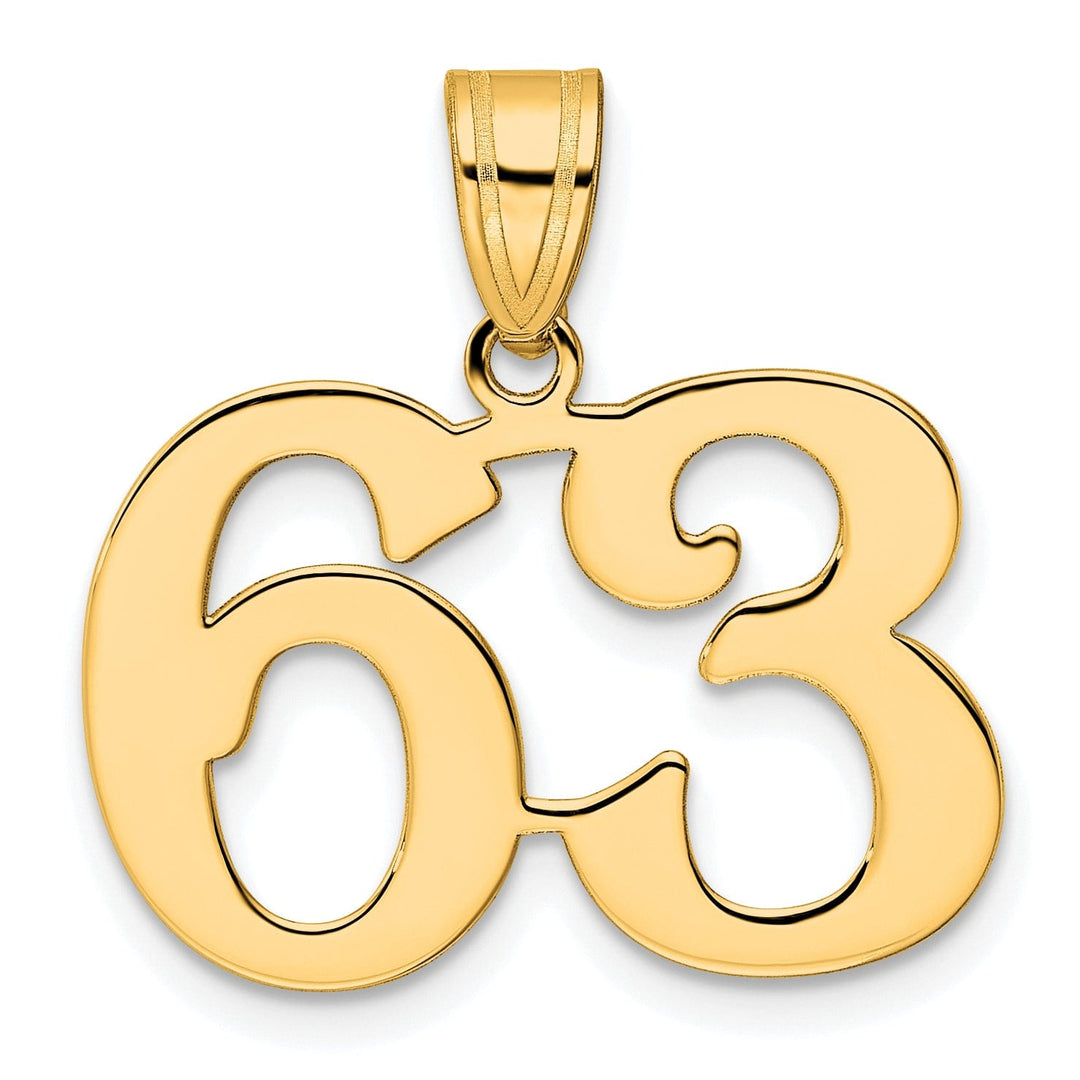 14k Yellow Gold Polished Finish Number 63 Charm Pendant