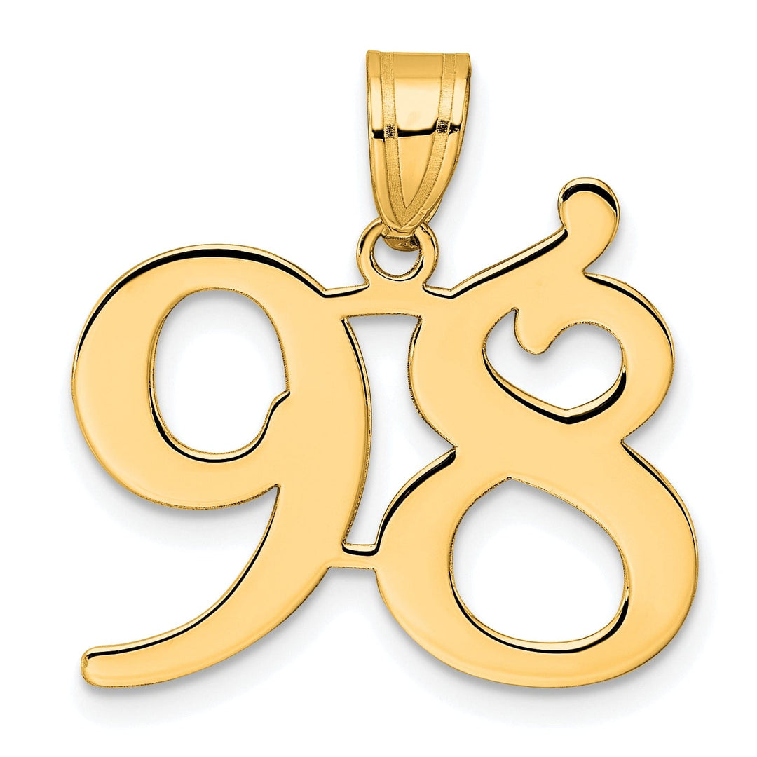 14k Yellow Gold Polished Finish Number 98 Charm Pendant