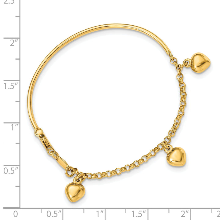 14k Yellow Gold Polished Dangle Heart Baby Bracelet