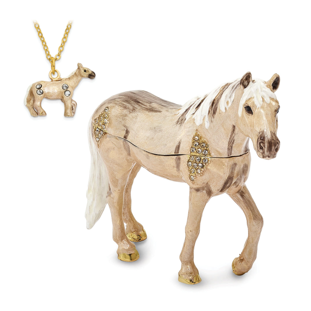 Bejeweled Multi Color Enamel Finish WILD 'N FREE Pony Trinket Box
