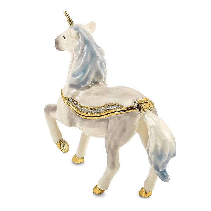 Bejewel Pewter Multi Color Finish SUNNY Enchanted Unicorn Trinket Box