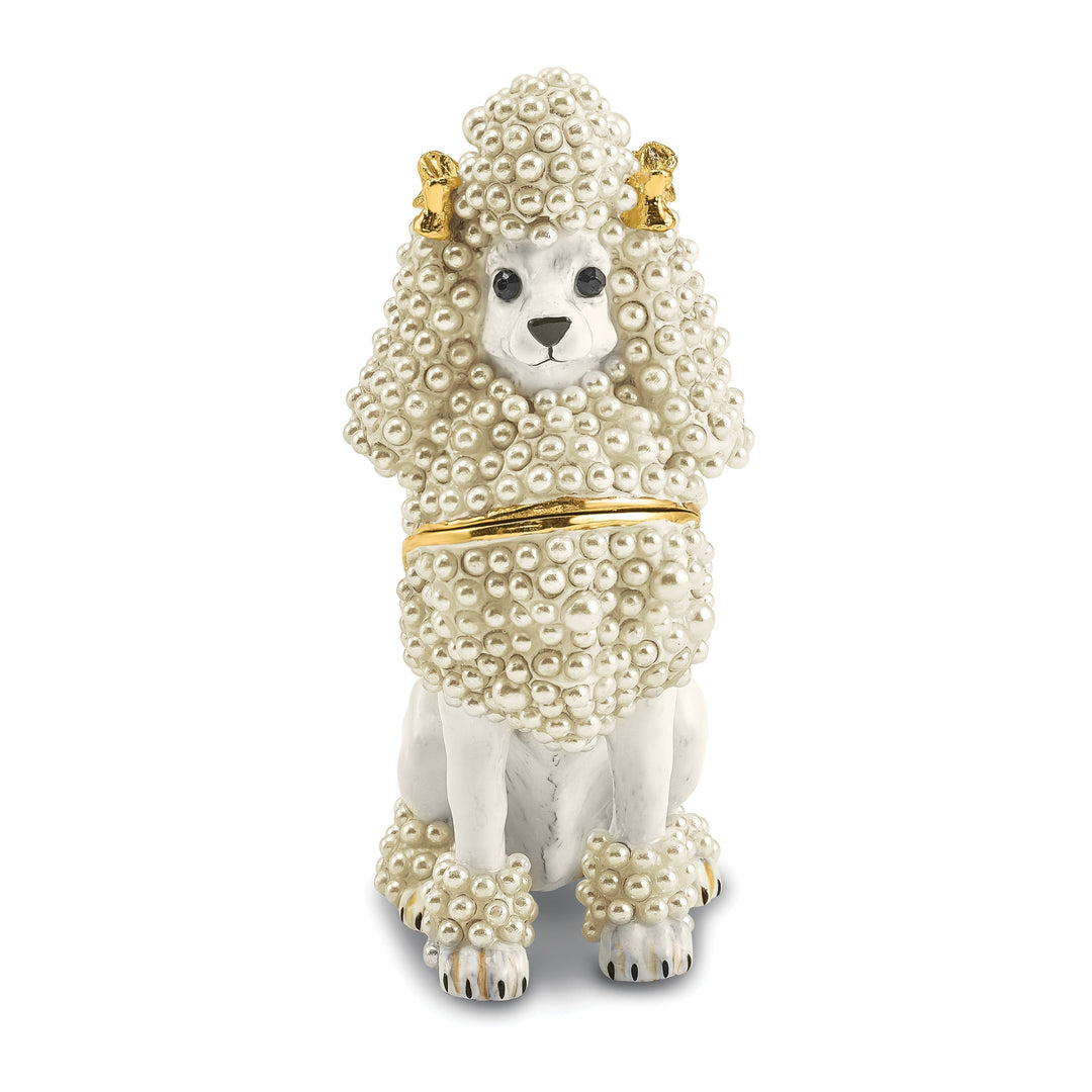 Bejeweled White Color Finish Crystal FIFI French Poodle Trinket Box