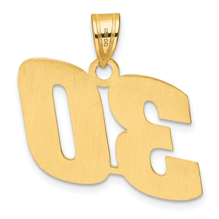 14k Yellow Gold Polished Finish Block Script Design Number 30 Charm Pendant