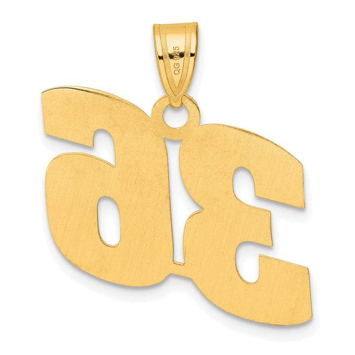14k Yellow Gold Polished Finish Block Script Design Number 36 Charm Pendant