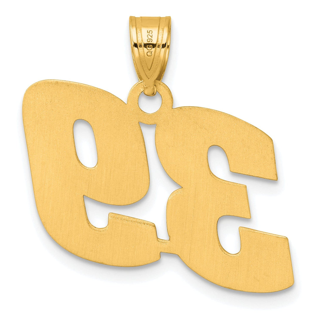 14k Yellow Gold Polished Finish Block Script Design Number 39 Charm Pendant