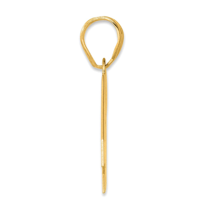 14k Yellow Gold Polished Finish Block Script Design Number 48 Charm Pendant