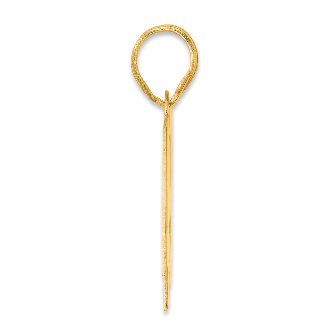 14k Yellow Gold Polished Finish Block Script Design Number 49 Charm Pendant