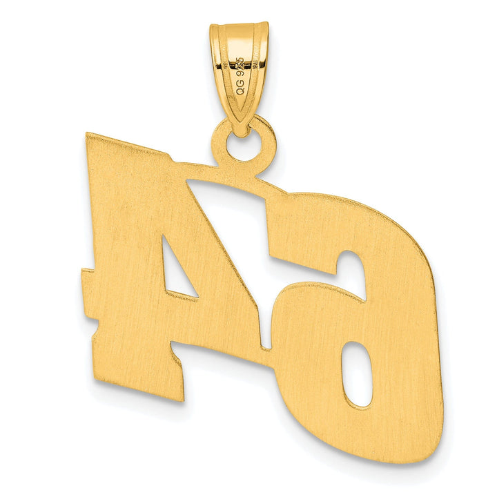 14k Yellow Gold Polished Finish Block Script Design Number 64 Charm Pendant