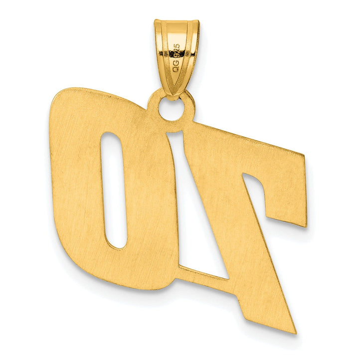 14k Yellow Gold Polished Finish Block Script Design Number 70 Charm Pendant