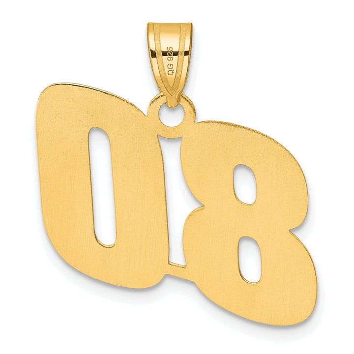 14k Yellow Gold Polished Finish Block Script Design Number 80 Charm Pendant