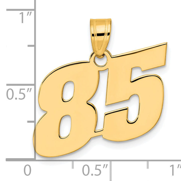 14k Yellow Gold Polished Finish Block Script Design Number 85 Charm Pendant