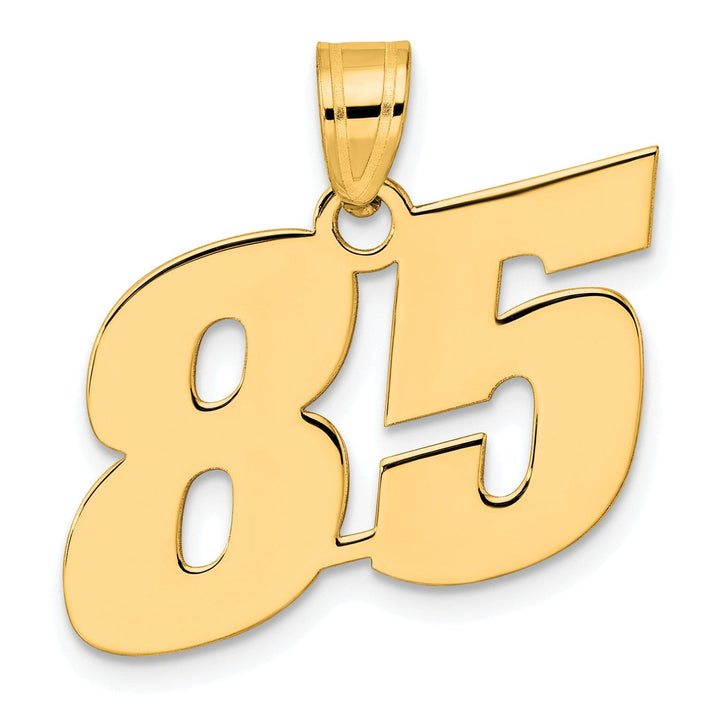 14k Yellow Gold Polished Finish Block Script Design Number 85 Charm Pendant