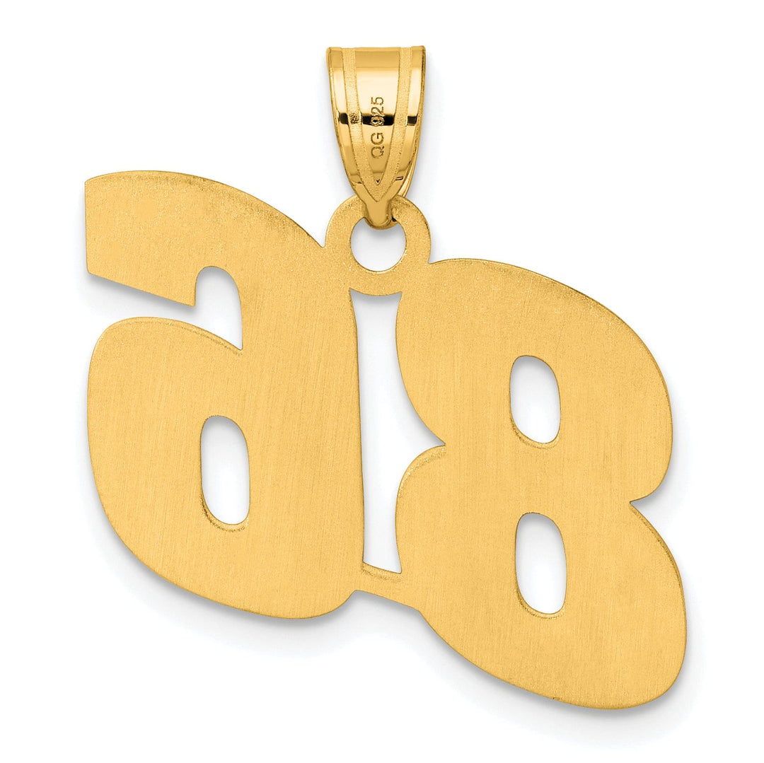 14k Yellow Gold Polished Finish Block Script Design Number 86 Charm Pendant