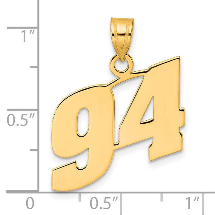 14k Yellow Gold Polished Finish Block Script Design Number 94 Charm Pendant