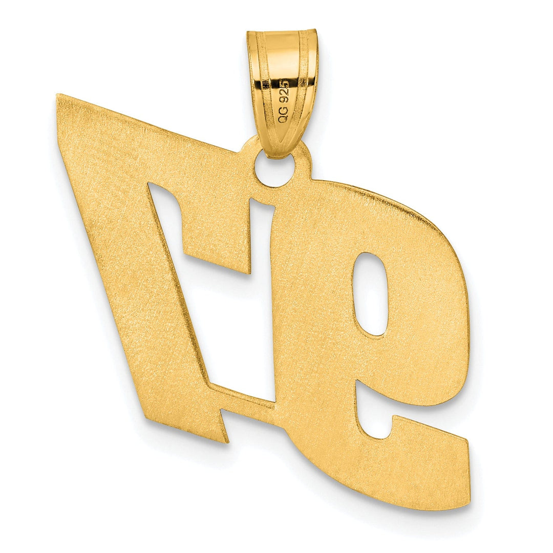 14k Yellow Gold Polished Finish Block Script Design Number 97 Charm Pendant