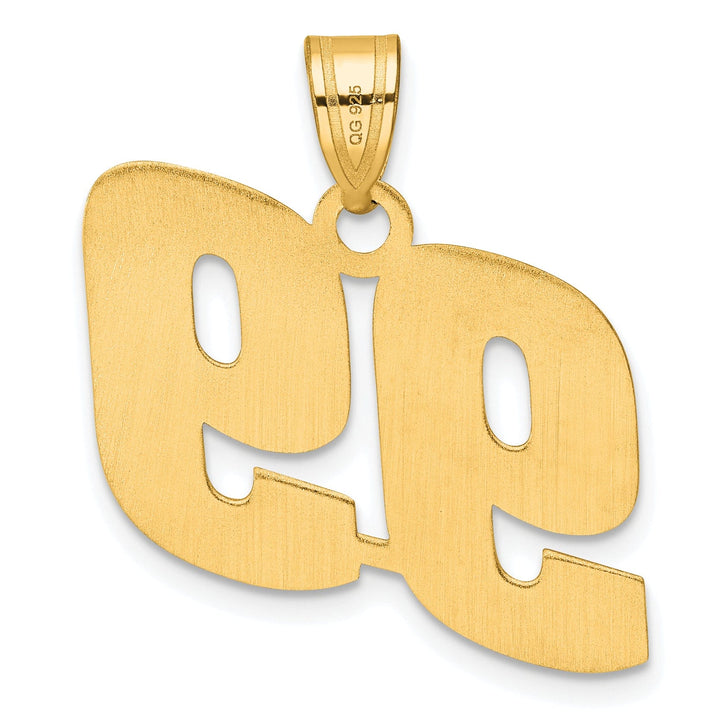 14k Yellow Gold Polished Finish Block Script Design Number 99 Charm Pendant