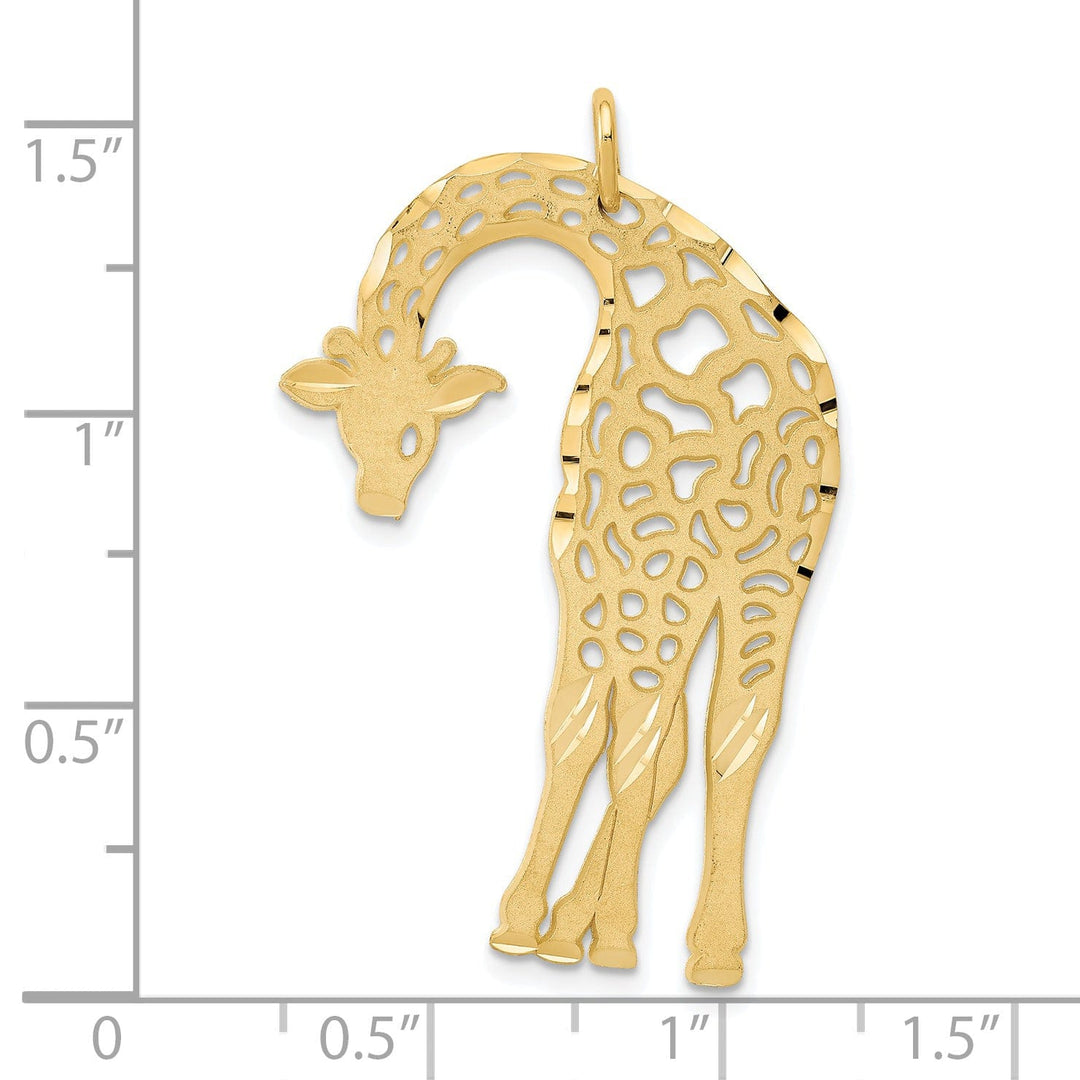 14k Yellow Gold Brushed D.C Men's Giraffe Charm Pendant