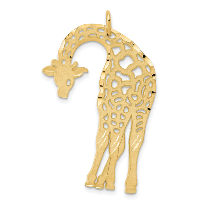 14k Yellow Gold Brushed D.C Men's Giraffe Charm Pendant