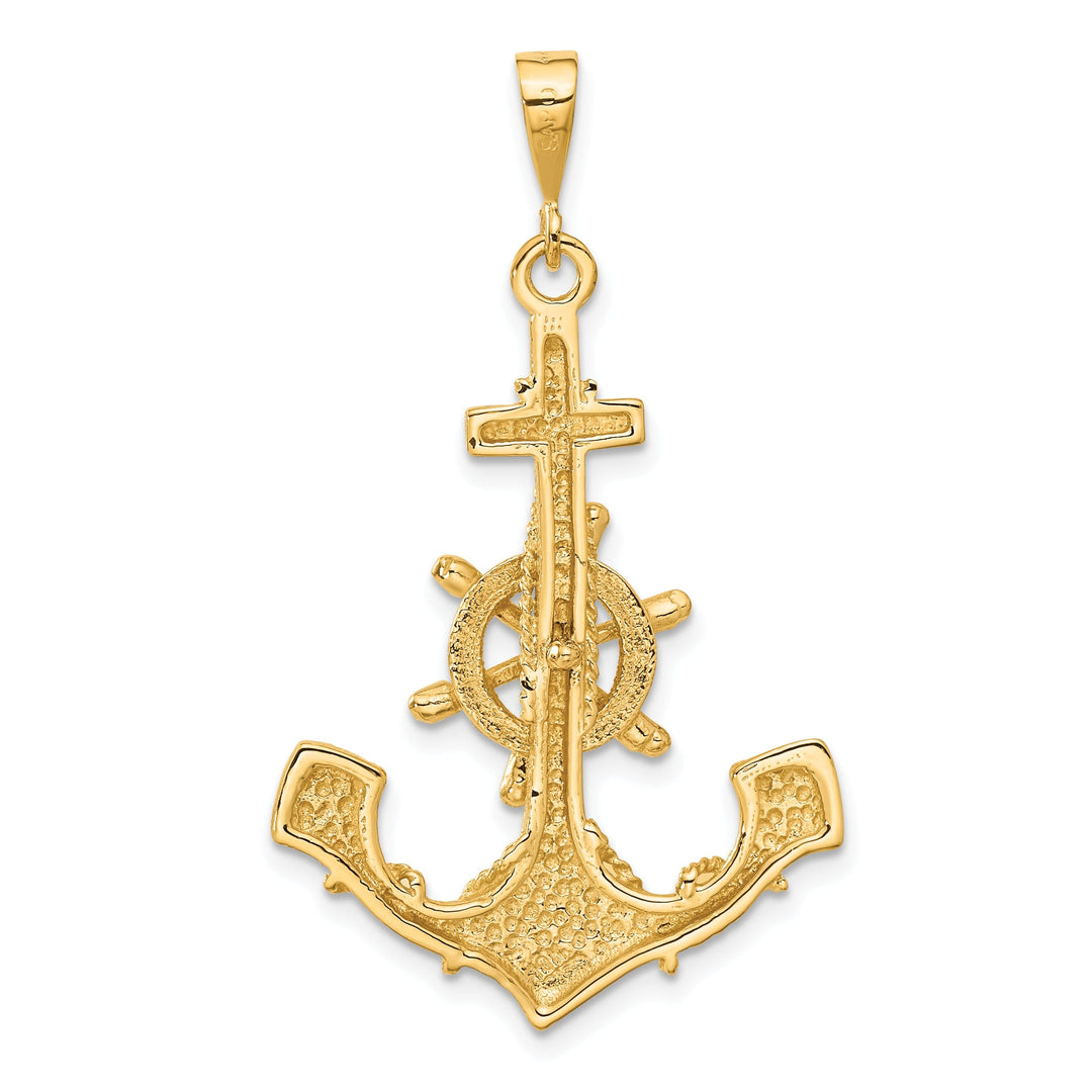 14k Yellow Gold Large Anchor With Wheel Charm