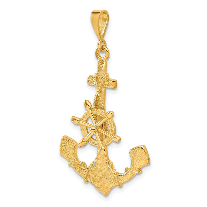 14k Yellow Gold Large Anchor With Wheel Charm