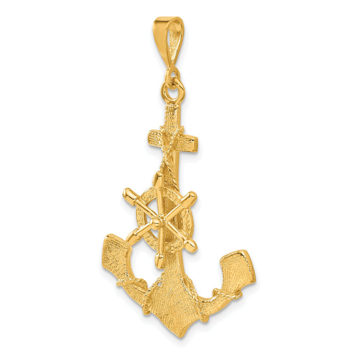 14k Yellow Gold Large Anchor With Wheel Charm