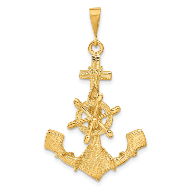 14k Yellow Gold Large Anchor With Wheel Charm