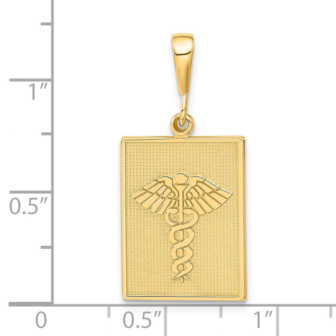 Solid 14k Yellow Gold Polished Caduceus Pendant