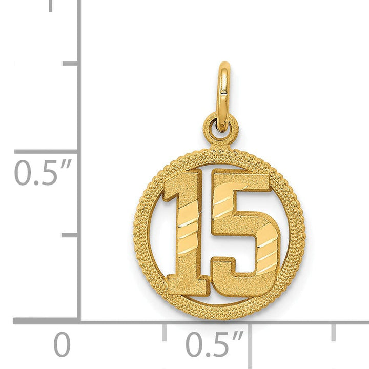 14k Yellow Gold #15 Circle Pendant