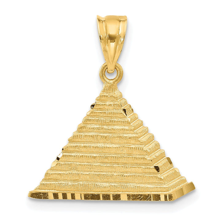 14k Yellow Gold Polished Textured Finish Solid Pyramid Charm Pendant