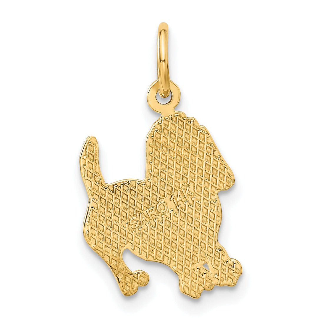 14k Yellow Gold Textured Polished Finish Dog Charm Pendant