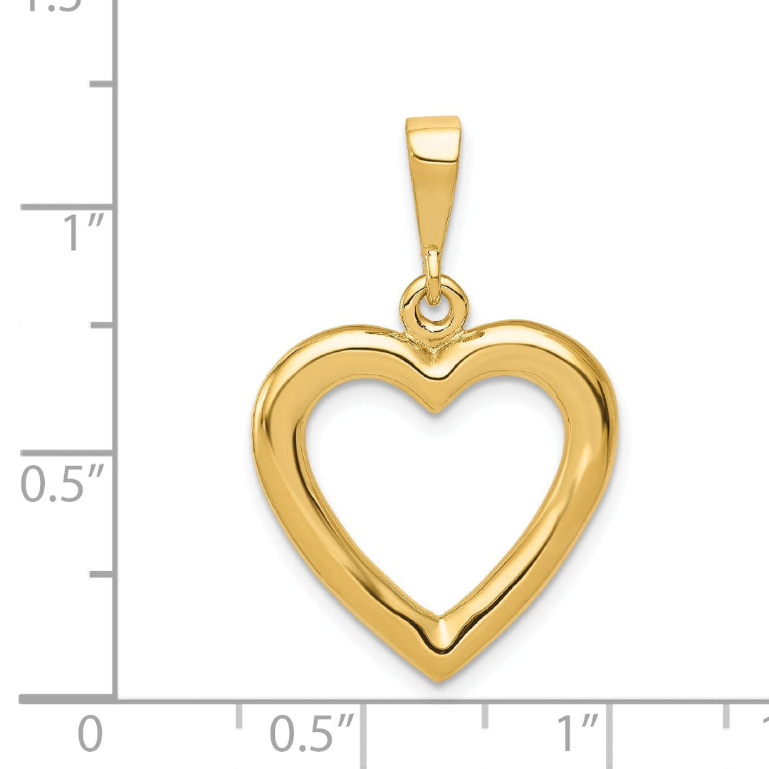 14k Yellow Gold Solid Polished Heart Pendant