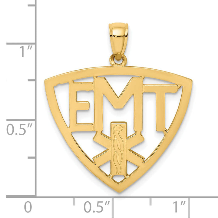 14k Yellow Gold Open Back Polished Finish Emergency Medical Technician Charm Pendant