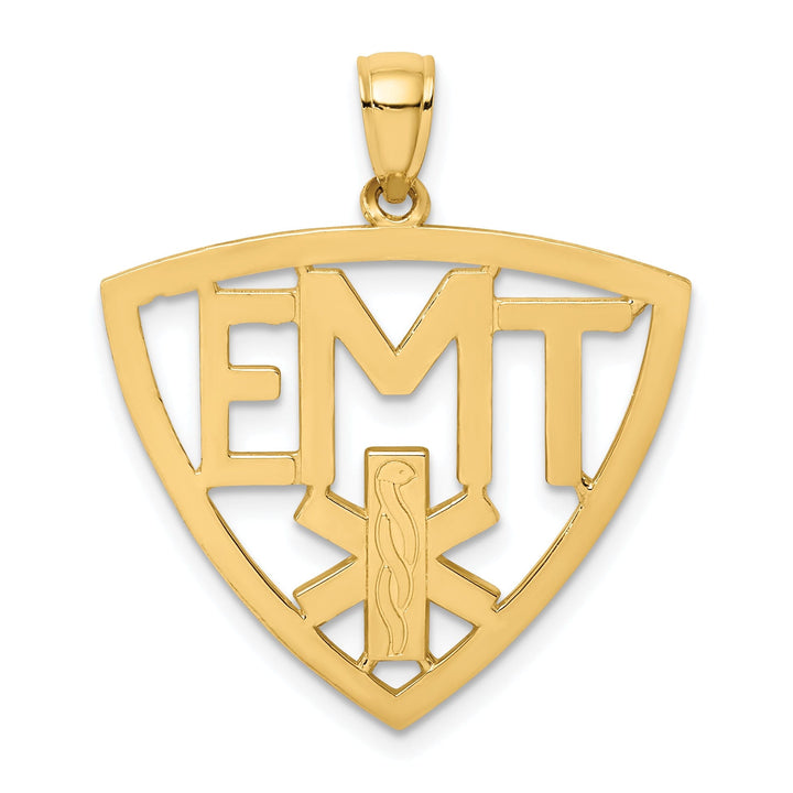 14k Yellow Gold Open Back Polished Finish Emergency Medical Technician Charm Pendant