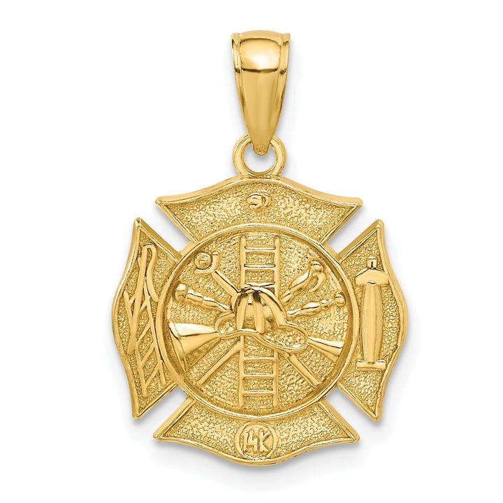 14k Yellow Gold Fire Department Shield Pendant