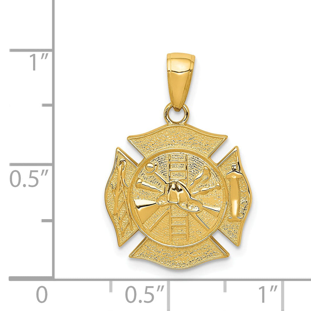 14k Yellow Gold Fire Department Shield Pendant