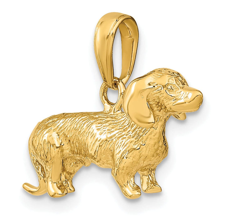 14k Yellow Gold Open Back Solid Brushed Diamond Cut Polished Finish Poodle Dog Charm Pendant