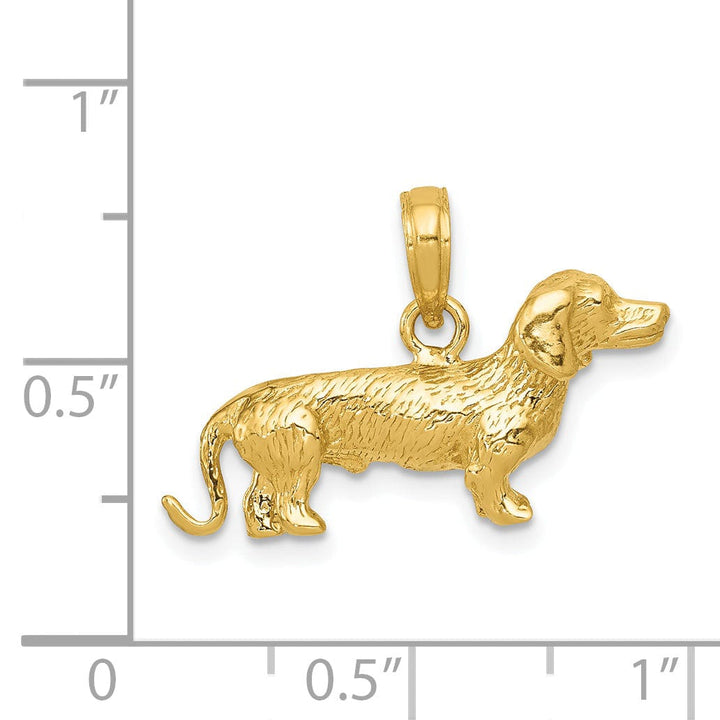 14k Yellow Gold Open Back Solid Brushed Diamond Cut Polished Finish Poodle Dog Charm Pendant